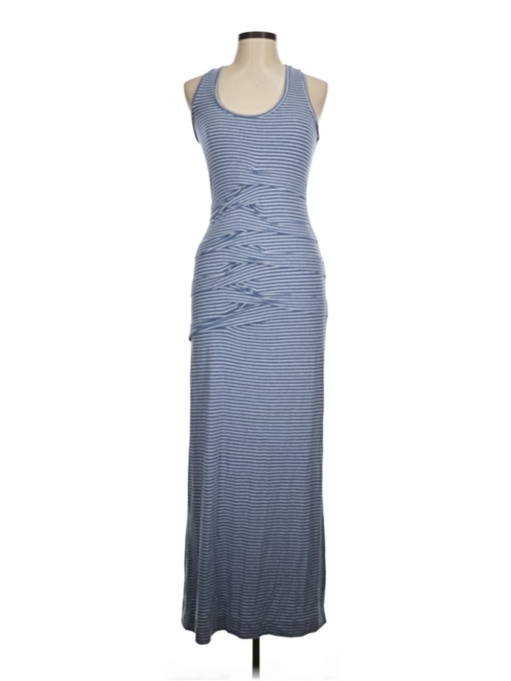 Nicole Miller- Sleeveless Blue Striped Maxi Dress